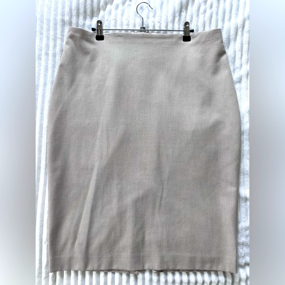Express Tan Midi-Length Pencil Skirt